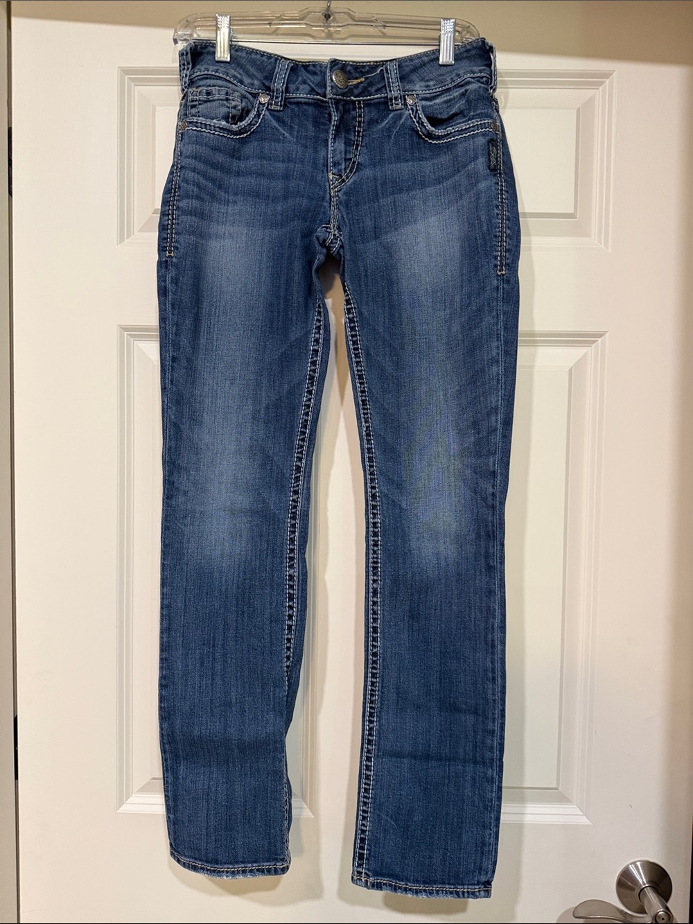 Silver Jeans Classic Straight-Leg Denim in Medium Blue Wash